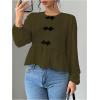 imageMakeMeChic Womens Elegant Puff Sleeve Top Crew Neck Babydoll Shirts Ruffle BlousesOlive Green