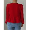 imageMakeMeChic Womens Elegant Puff Sleeve Top Crew Neck Babydoll Shirts Ruffle BlousesRed