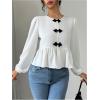 imageMakeMeChic Womens Elegant Puff Sleeve Top Crew Neck Babydoll Shirts Ruffle BlousesWhite