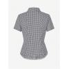 imageMakeMeChic Womens Plaid Gingham Button Down Shirt Collar Short Sleeve Vintage Blouse TopsBlue
