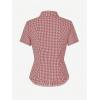 imageMakeMeChic Womens Plaid Gingham Button Down Shirt Collar Short Sleeve Vintage Blouse TopsBurgundy
