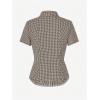 imageMakeMeChic Womens Plaid Gingham Button Down Shirt Collar Short Sleeve Vintage Blouse TopsCoffee Brown