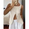 imageMakeMeChic Womens Vest Top Trendy Button Up Tank Tops Asymmetrical Y2k Going Out TopBapricot