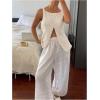 imageMakeMeChic Womens Vest Top Trendy Button Up Tank Tops Asymmetrical Y2k Going Out TopBapricot