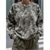 imageMakeMeChic Womens Camo Sweatshirt Graphic Crew Neck Long Sleeve Drop Shoulder Oversized Pullover TopMulticolor