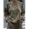 imageMakeMeChic Womens Camo Sweatshirt Graphic Crew Neck Long Sleeve Drop Shoulder Oversized Pullover TopWhite