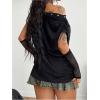 imageMakeMeChic Womens Emo Grunge Shirts Gothic Alt Clothes Graphic Tee Y2k Off The Shoulder TopsBlack Rhinestone