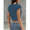 imageMakeMeChic Womens Off The Shoulder Crop Tops Short Sleeve Going Out T ShirtBlue