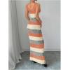 imageMakeMeChic Womens Colorblock Striped Sweater Dress Scoop Neck Bodycon Tank Maxi DressesOrange