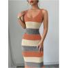 imageMakeMeChic Womens Colorblock Striped Sweater Dress Scoop Neck Bodycon Tank Maxi DressesOrange