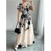 imageMakeMeChic Womens Floral V Neck Maxi Dress Short Sleeve Shirred Flowy Summer DressesMulticolor