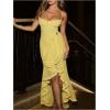 imageMakeMeChic Womens Mesh Ruched Cami Dress Backless Ruffle High Low Bodycon Swing Party DressesYellow