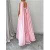 imageMakeMeChic Womens Mesh Strapless Tube Dress Ruched Sleeveless Cocktail Maxi Dresses with ScarfPink