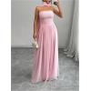 imageMakeMeChic Womens Mesh Strapless Tube Dress Ruched Sleeveless Cocktail Maxi Dresses with ScarfPink