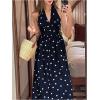 imageMakeMeChic Womens Polka Dots Halter Dress Backless Flowy Party Maxi DressesBlack and White