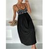 imageMakeMeChic Womens Scoop Neck Cami Dress Spaghetti Strap Shirred Flowy Summer Midi Dress SundressBlack