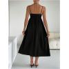 imageMakeMeChic Womens Scoop Neck Cami Dress Spaghetti Strap Shirred Flowy Summer Midi Dress SundressBlack
