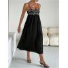 imageMakeMeChic Womens Scoop Neck Cami Dress Spaghetti Strap Shirred Flowy Summer Midi Dress SundressBlack