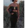 imageMakeMeChic Womens Strapless Dress Starfish Cut Out Sleeveless Bodycon Tube Maxi DressesBlack