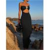 imageMakeMeChic Womens Strapless Dress Starfish Cut Out Sleeveless Bodycon Tube Maxi DressesBlack