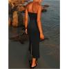 imageMakeMeChic Womens Strapless Dress Starfish Cut Out Sleeveless Bodycon Tube Maxi DressesBlack