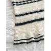 imageMakeMeChic Womens Striped V Neck Sweater Dress Ruffle Hem Knit Bodycon Cami Midi DressesBlack and White