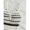 imageMakeMeChic Womens Striped V Neck Sweater Dress Ruffle Hem Knit Bodycon Cami Midi DressesBlack and White