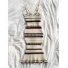 imageMakeMeChic Womens Striped V Neck Sweater Dress Ruffle Hem Knit Bodycon Cami Midi DressesBrown