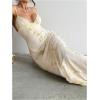 imageMakeMeChic Womens Summer Dress Floral Mesh Spaghetti Strap Backless Flowy Maxi Long DressApricot