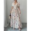 imageMakeMeChic Womens Summer Maxi Dress Short Sleeve Wrap Cross Front V Neck High Waist Casual Long DressesMulticolor
