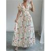 imageMakeMeChic Womens Summer Maxi Dress Short Sleeve Wrap Cross Front V Neck High Waist Casual Long DressesMulticolor