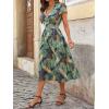 imageMakeMeChic Womens Summer V Neck Puff Short Sleeve Flowy Boho Floral Midi Dress with Pockets 2025Multicolor B