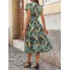 imageMakeMeChic Womens Summer V Neck Puff Short Sleeve Flowy Boho Floral Midi Dress with Pockets 2025Multicolor B