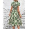 imageMakeMeChic Womens Summer V Neck Puff Short Sleeve Flowy Boho Floral Midi Dress with Pockets 2025Multicolor a