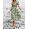imageMakeMeChic Womens Summer V Neck Puff Short Sleeve Flowy Boho Floral Midi Dress with Pockets 2025Multicolor a