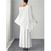 imageMakeMeChic Womens Wedding Guest Dresses Formal Off The Shoulder Dress Long Cape Sleeve Cocktail Evening Maxi DressWhite