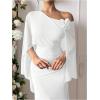imageMakeMeChic Womens Wedding Guest Dresses Formal Off The Shoulder Dress Long Cape Sleeve Cocktail Evening Maxi DressWhite