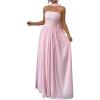 imageMakeMeChic Womens Mesh Strapless Tube Dress Ruched Sleeveless Cocktail Maxi Dresses with ScarfPink