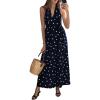 imageMakeMeChic Womens Polka Dots Halter Dress Backless Flowy Party Maxi DressesBlack and White