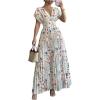 imageMakeMeChic Womens Summer Maxi Dress Short Sleeve Wrap Cross Front V Neck High Waist Casual Long DressesMulticolor