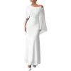 imageMakeMeChic Womens Wedding Guest Dresses Formal Off The Shoulder Dress Long Cape Sleeve Cocktail Evening Maxi DressWhite