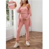 imageMakeMeChic Womens Maternity 3 Piece Outfit Waffle Knit Camisole and Drawstring Waist Leggings Set with CardigansPink