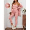 imageMakeMeChic Womens Maternity 3 Piece Outfit Waffle Knit Camisole and Drawstring Waist Leggings Set with CardigansPink