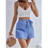 imageMakeMeChic Womens Bow Knot Skorts Wrap Front Wide Leg High Waisted Summer ShortsBlue
