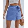 imageMakeMeChic Womens Bow Knot Skorts Wrap Front Wide Leg High Waisted Summer ShortsBlue