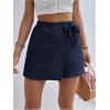 imageMakeMeChic Womens Bow Knot Skorts Wrap Front Wide Leg High Waisted Summer ShortsBlue a