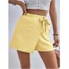imageMakeMeChic Womens Bow Knot Skorts Wrap Front Wide Leg High Waisted Summer ShortsYellow