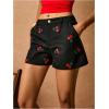 imageMakeMeChic Womens Cherry Shorts Straight Leg Summer Shorts with PocketBlack
