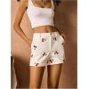 imageMakeMeChic Womens Cherry Shorts Straight Leg Summer Shorts with PocketWhite