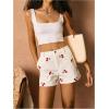 imageMakeMeChic Womens Cherry Shorts Straight Leg Summer Shorts with PocketWhite